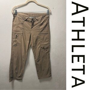 Athleta Cargo Utility Pants Khaki Stretch Outdoor Hiking 4P Athletic Normcore